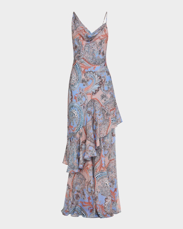 Viola Asymmetric Cowl-Neck Gown